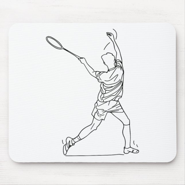 Badminton Player Drawing Shuttle Game For Boys  Mouse Mat (Front)