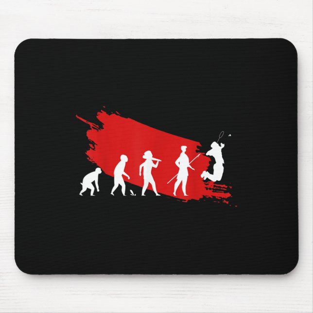 Badminton Player Evolution Funny Sports Coach Grap Mouse Mat (Front)