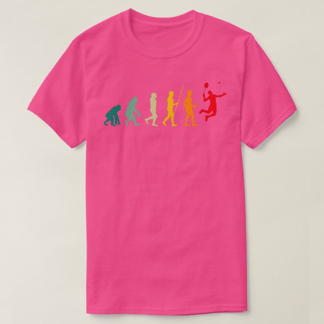 Badminton Player Evolution Retro Design T-Shirt (Design Front)