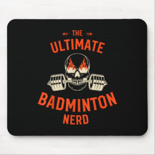 Badminton Player Flaming Skull Barbell Sports Fan Mouse Mat