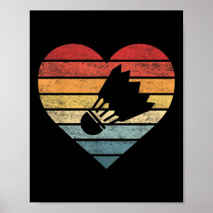 Badminton Player Gifts Retro Sunset Shuttle Birdie Poster