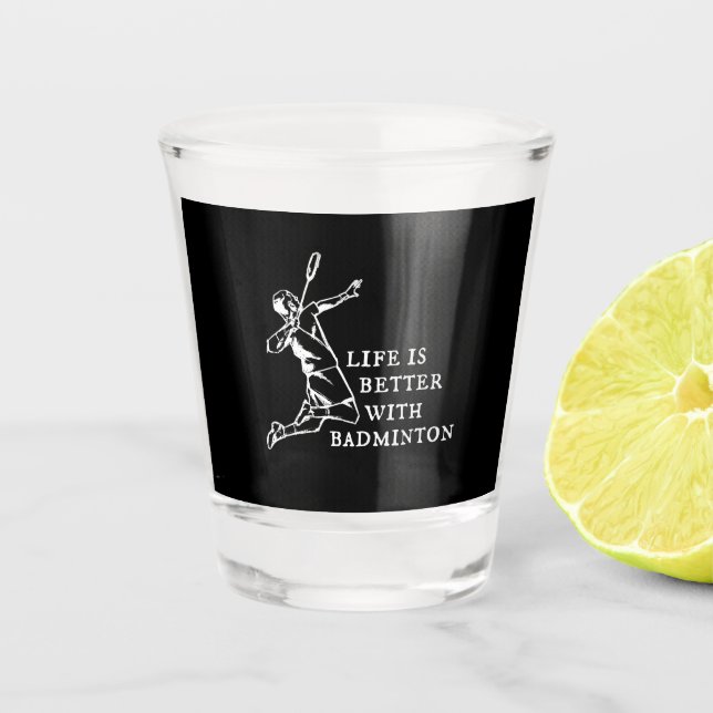 Badminton Player Gifts Shot Glass (Front)