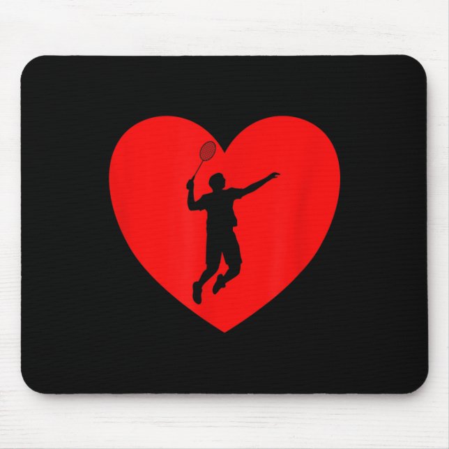 Badminton Player Heart Funny Badminton For Men Wom Mouse Mat (Front)
