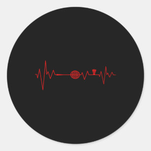 Badminton Player Heartbeat Racket Shuttle Sports Classic Round Sticker