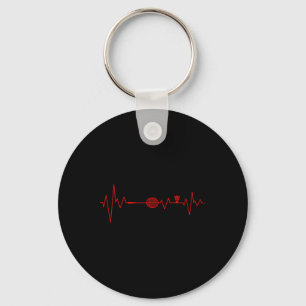Badminton Player Heartbeat Racket Shuttle Sports Key Ring