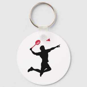 Badminton player jump key ring