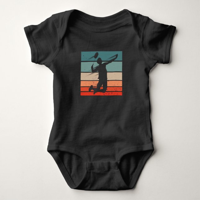 Badminton Player Jump Smash Baby Bodysuit (Front)