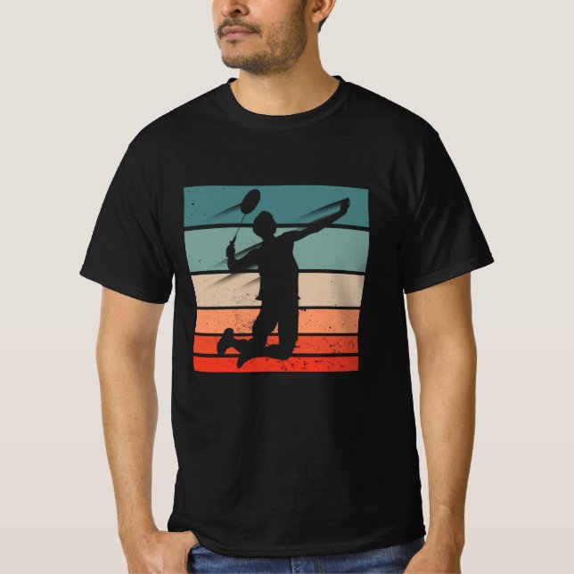 Badminton Player Jump Smash T-Shirt (Front)