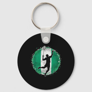 Badminton Player Nigeria Nigerian Flag Nigeria Key Ring