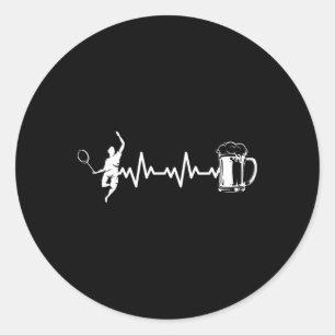 Badminton Player Racket - Heartbeat Ekg Badminton  Classic Round Sticker