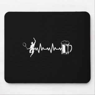 Badminton Player Racket - Heartbeat Ekg Badminton  Mouse Mat