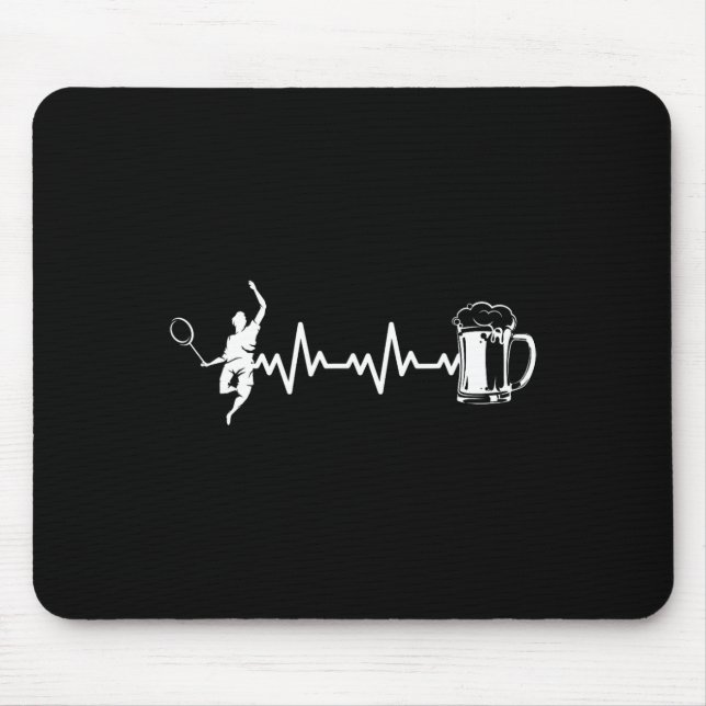 Badminton Player Racket - Heartbeat Ekg Badminton  Mouse Mat (Front)