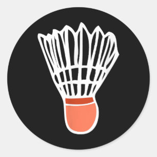 Badminton Player Racket Shuttle Illustration Sport Classic Round Sticker