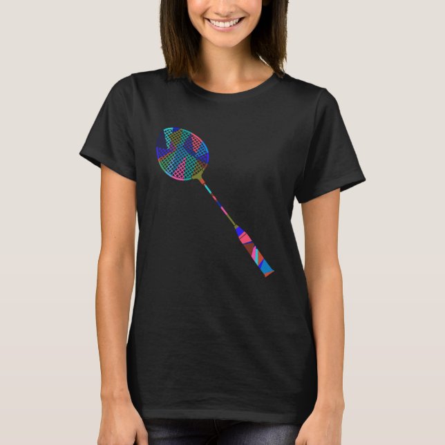 Badminton Player Racket Shuttlecock Hobby Sports T-Shirt (Front)