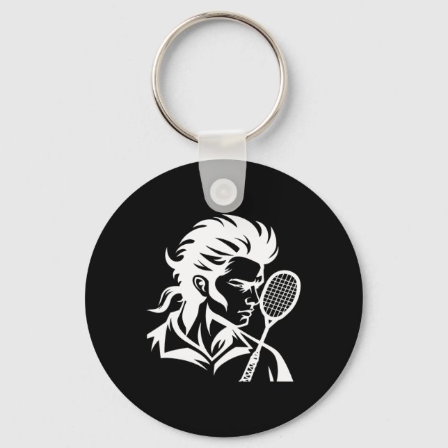 Badminton Player Racket Sports Shuttle  Key Ring (Front)