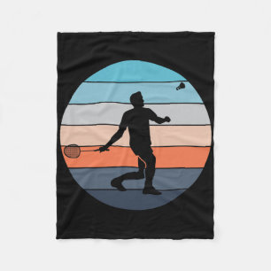 Badminton Player Racquet Sport Shuttle Retro Vinta Fleece Blanket