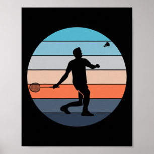 Badminton Player Racquet Sport Shuttle Retro Vinta Poster