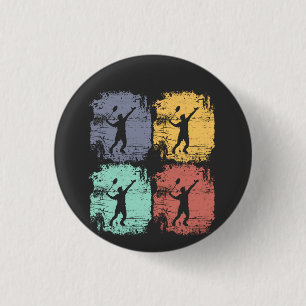 Badminton Player Retro 3 Cm Round Badge