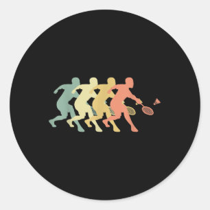 Badminton Player - Retro Badminton Gift Idea Classic Round Sticker