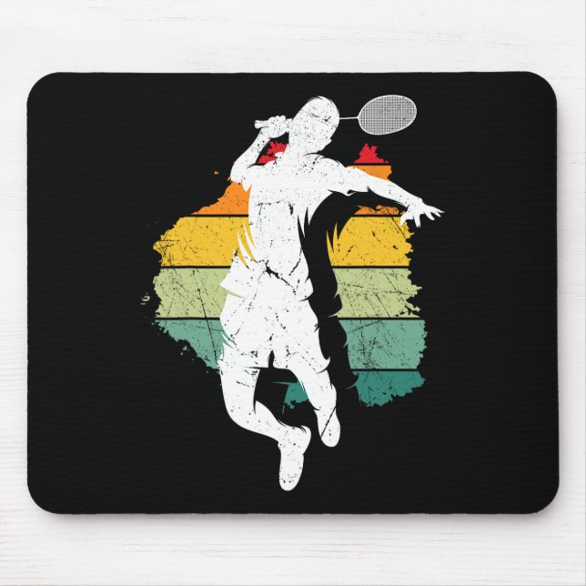 Badminton Player Retro Badminton Team Shuttle Play Mouse Mat (Front)