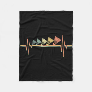 Badminton Player Retro Heartbeat - Badminton Sport Fleece Blanket