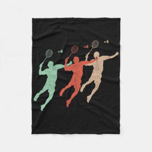 Badminton Player Retro Smash Shuttle Vintage Badmi Fleece Blanket