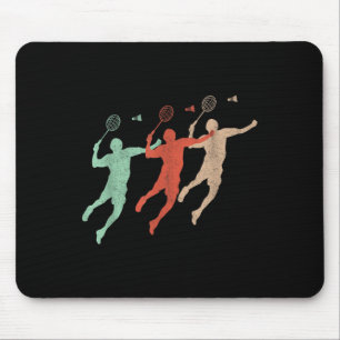 Badminton Player Retro Smash Shuttle Vintage Badmi Mouse Mat