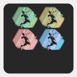 Badminton Player Retro Square Sticker