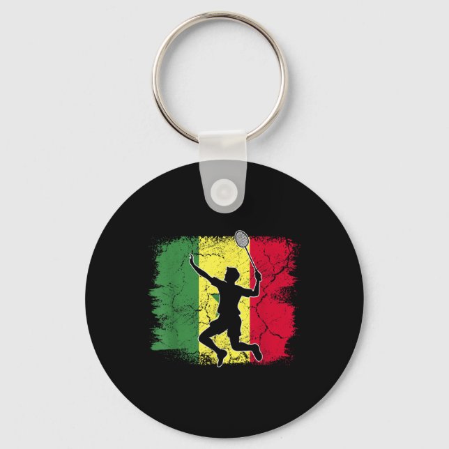 Badminton Player Senegalese Flag Senegal  Key Ring (Front)