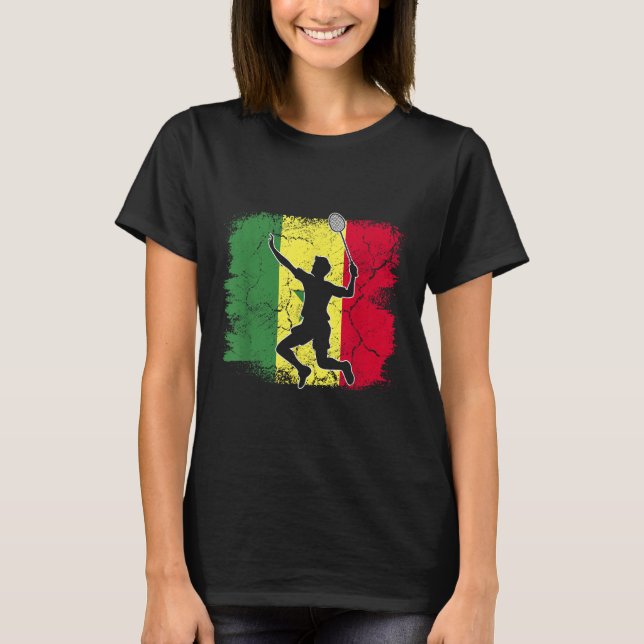 Badminton Player Senegalese Flag Senegal  T-Shirt (Front)