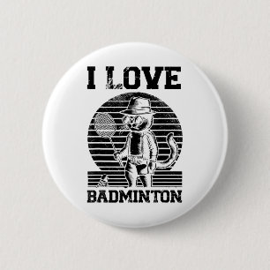 Badminton Player Shuttle 6 Cm Round Badge