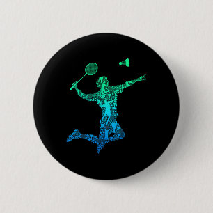 Badminton Player Shuttle Boys Kids Men Youth 6 Cm Round Badge