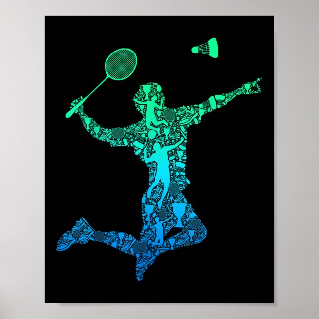 Badminton Player Shuttle Boys Kids Men Youth  Poster (Front)