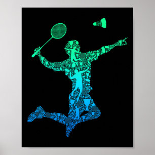 Badminton Player Shuttle Boys Kids Men Youth  Poster