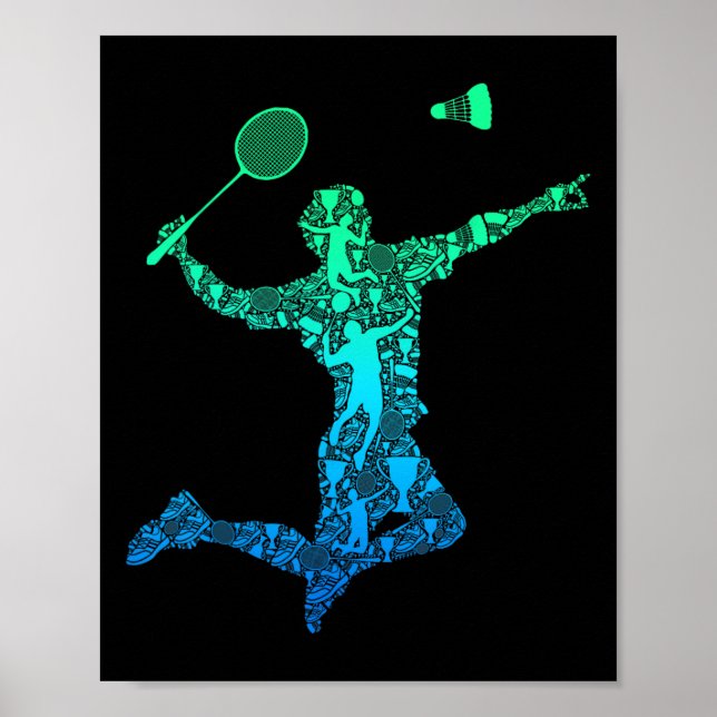 Badminton Player Shuttle Boys Kids Men Youth  Poster (Front)