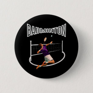 Badminton Player Shuttle Boys Men Youth 6 Cm Round Badge