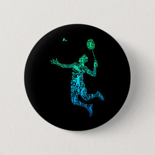 Badminton Player Shuttle Boys Men Youth 6 Cm Round Badge