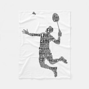 Badminton Player Shuttle Boys Youth Men  Fleece Blanket