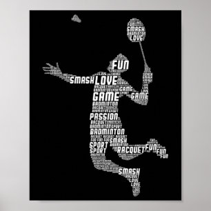Badminton Player Shuttle Boys Youth Men Poster