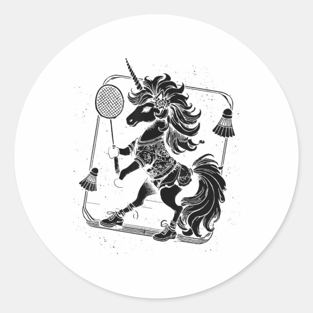 Badminton Player Shuttle  Classic Round Sticker (Front)