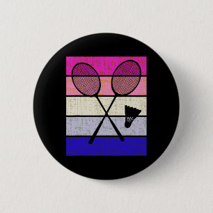 Badminton Player Shuttle Girls Kids Women Youth  6 Cm Round Badge