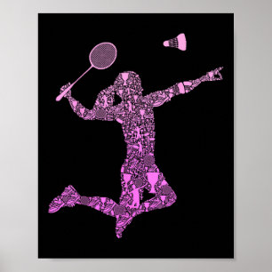 Badminton Player Shuttle Girls Women Poster