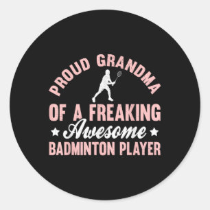 Badminton Player Shuttle Grandma  Classic Round Sticker