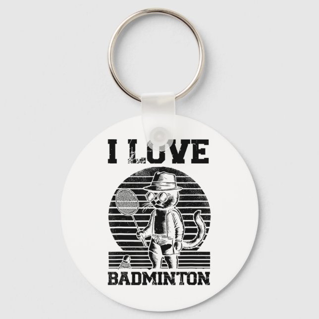 Badminton Player Shuttle  Key Ring (Front)