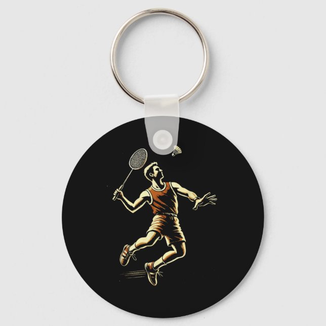 Badminton Player Shuttle  Key Ring (Front)