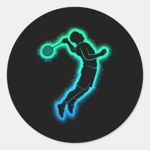 Badminton Player Shuttle Kids Men Badminton Boys Classic Round Sticker