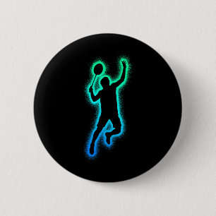Badminton Player Shuttle Men Boys Badminton 6 Cm Round Badge