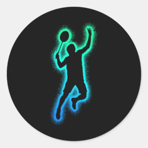 Badminton Player Shuttle Men Boys Badminton  Classic Round Sticker