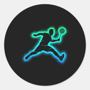 Badminton Player Shuttle Men Boys Badminton Kids  Classic Round Sticker