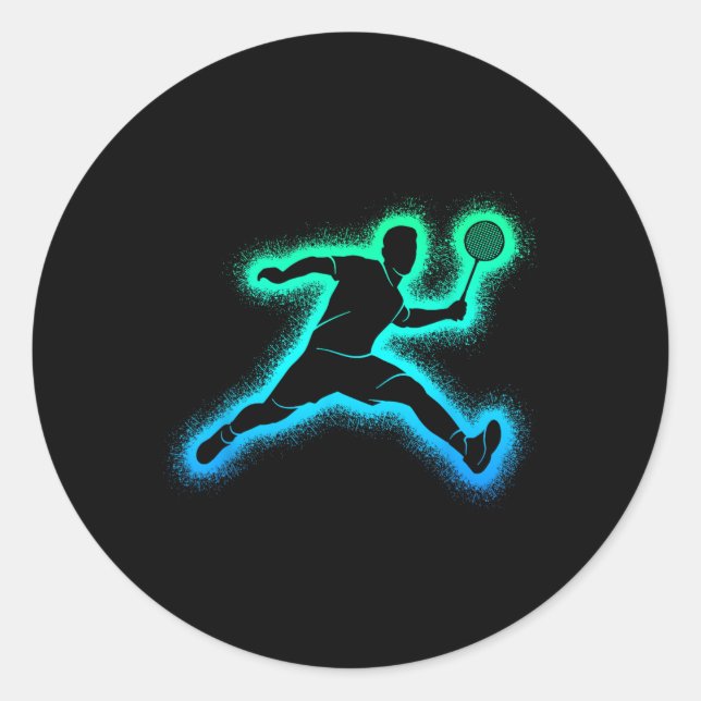 Badminton Player Shuttle Men Boys Badminton Kids  Classic Round Sticker (Front)